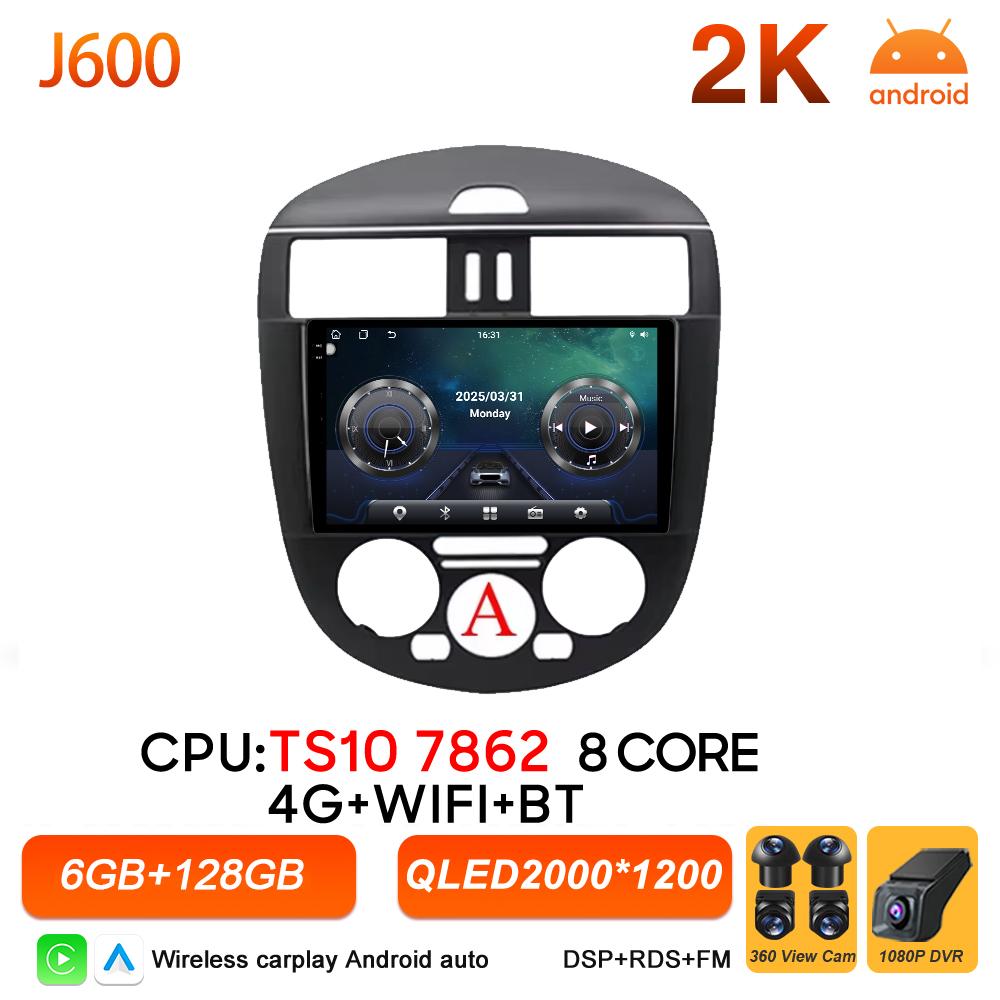 Android 16 Carplay For Nissan Pulsar C13 Hatchback 2013 2014 2015 - 2018 Car Radio Video BT Touch Screen GPS Navigation DSP 2k
