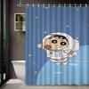 Crayon Shin-Chan & Friends & Shiro Night Forest Firefly Adventure Scene 2D Print Waterproof Shower Curtain, Mysterious Purple &