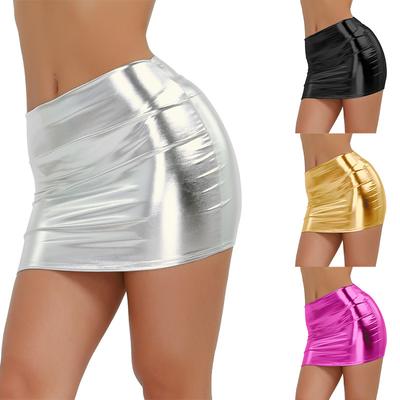 Minigonna in vernice lucida effetto bagnato da donna Clubwear