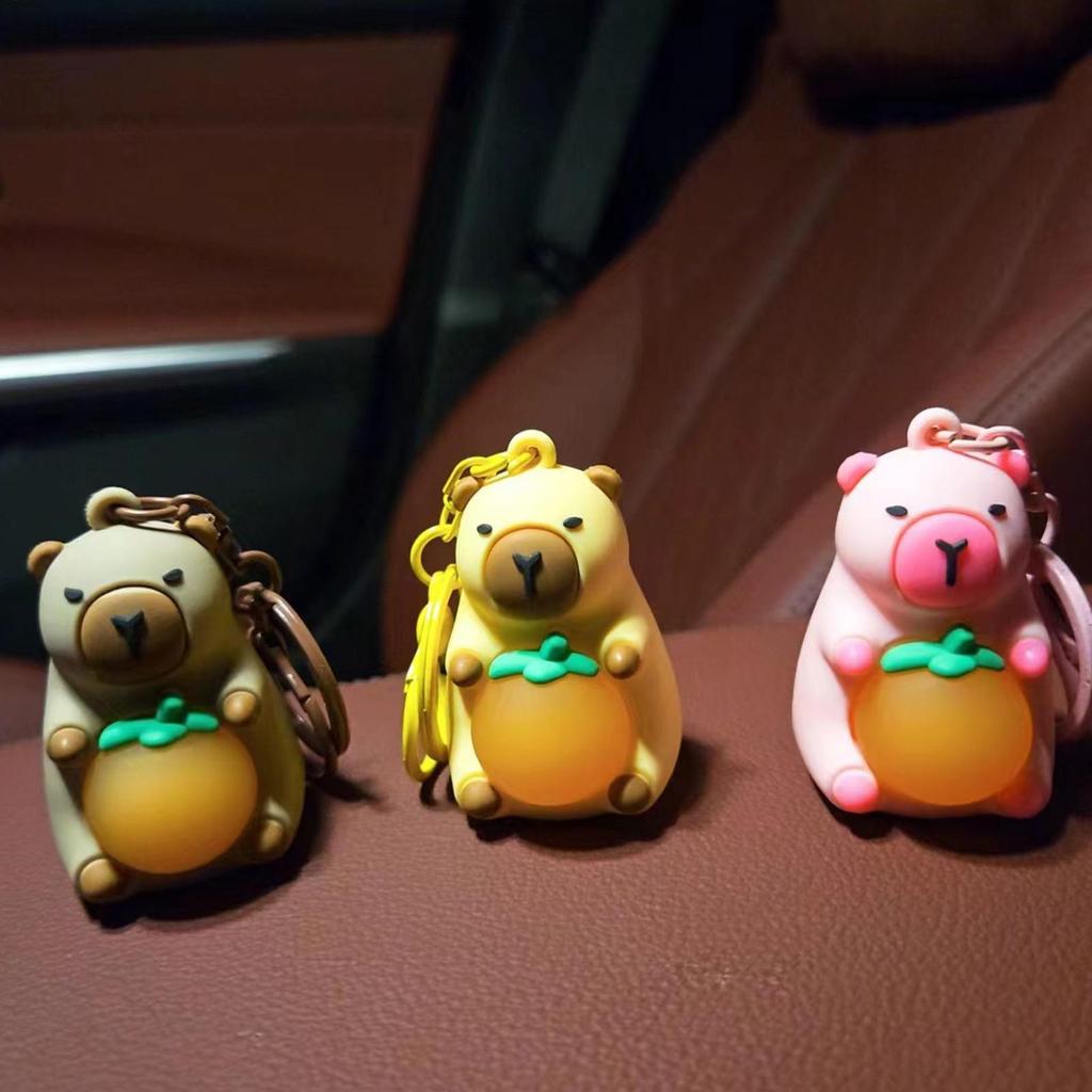 Capibara Anime Lighting In The Dark Toy Kawaii Cute Mini Doll Warm Light Keyring Creative Luminous Capybara Keychain Gifts