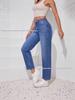 Klassiske Retro Jeans til Kvinder med Vide Ben og Stretch - Ensfarvede, Høj Stretch, Afslappet Pasform