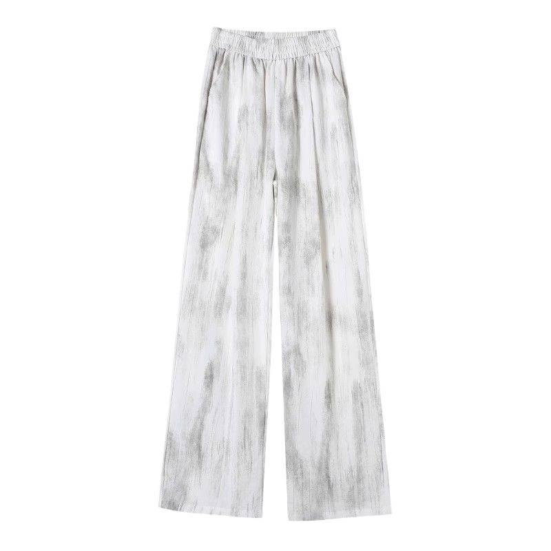 Women's 2026 Ice Silk Tie-Dye Wide-Leg Pants - Cool Summer Tencel Trousers