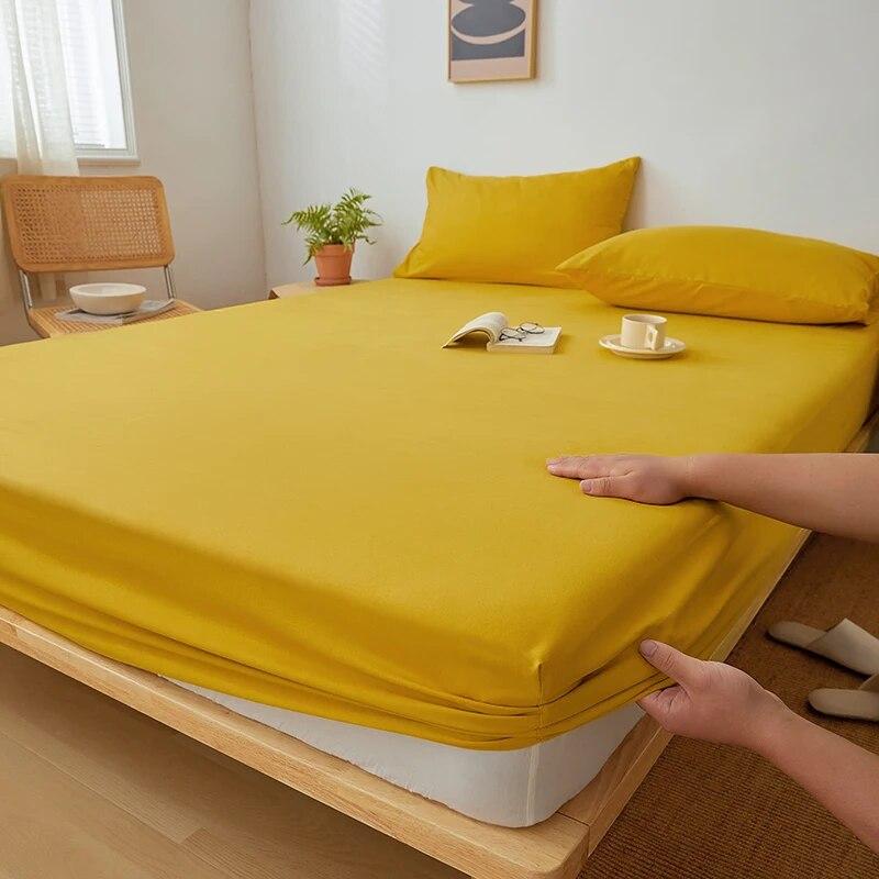 Baumwoll-Spannbettlaken, einfarbig, mit elastischem Band, rutschfest, verstellbarer Matratzenbezug für Doppelbett, King-Size-Bett, 160 x 200 cm, 200 x 200 cm