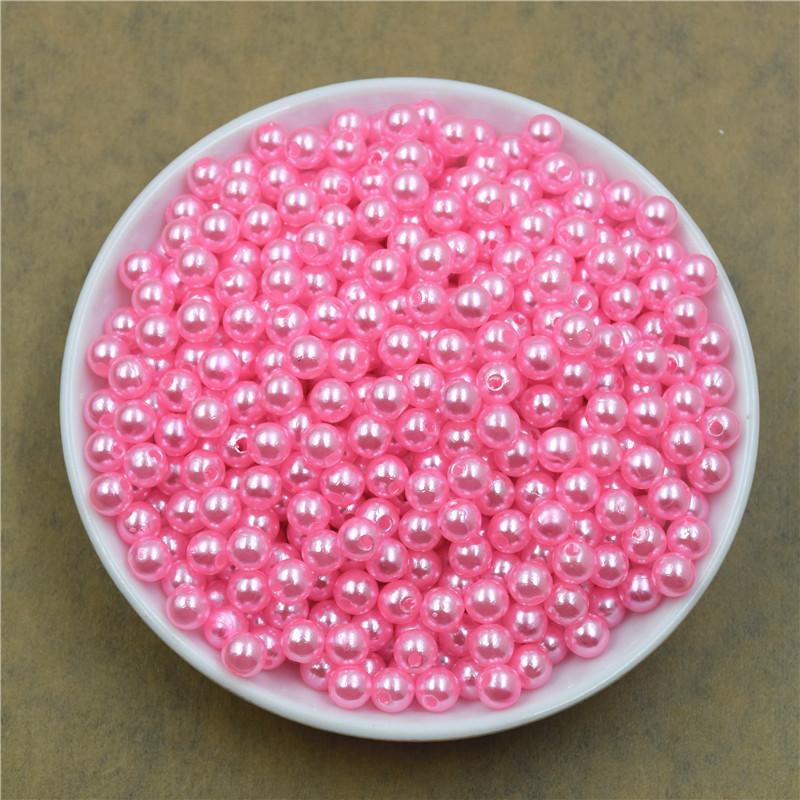 6Mm Straight Hole Round Abs Imitation Pearl Clothing Accessories Double Hole Environmentally Friendly Plastic Beads Fake Pearl