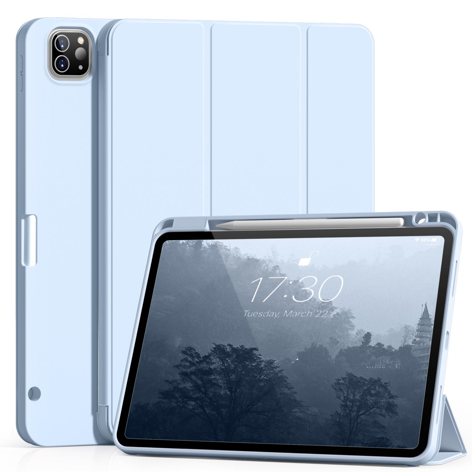 

Кожаный чехол для iPad Pro 11 12,9 дюймов с держателем для карандашей, чехол для iPad Air 4/5 поколения 10,9 дюймов Mini 6, мягкий тонкий чехол для планшета из ТПУ iPad 11 2020-2022 светло-синий