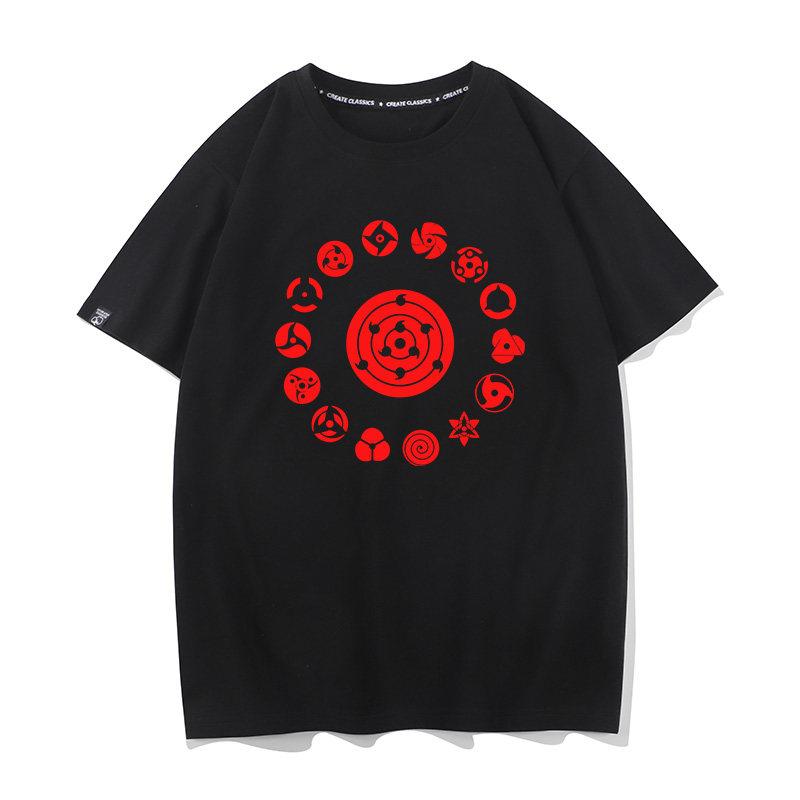 Writing Wheel Eye Peripheral Childrens Tshirt Anime Naruto Print Parentchild Outfit Summer Casual Round Neck Tshirt