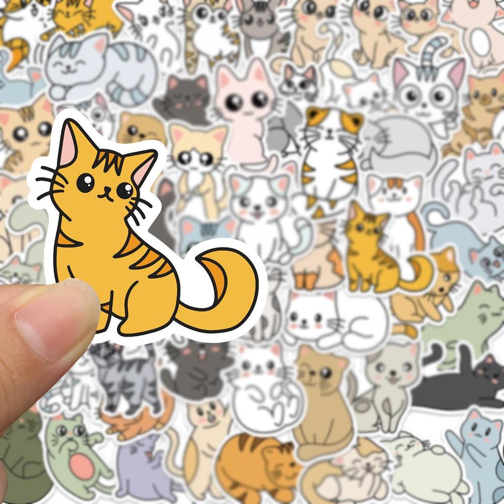 60 Cartoon Cat Graffiti Stickers for Suitcases, Guitars, Notebooks – Waterproof, Trendy, Non-Infringing DIY Decor.
