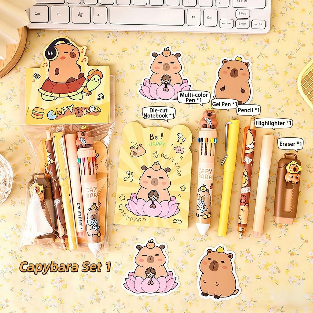 

Cute Capybara Themed Stationery Set, Multiple Styles School Supply Kit for Students Kids, Daily Learning Supplies for Gifting