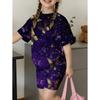 Summer 2025 new 3D cartoon bear print casual fashionable soft comfortable lightweight and breathable children's set