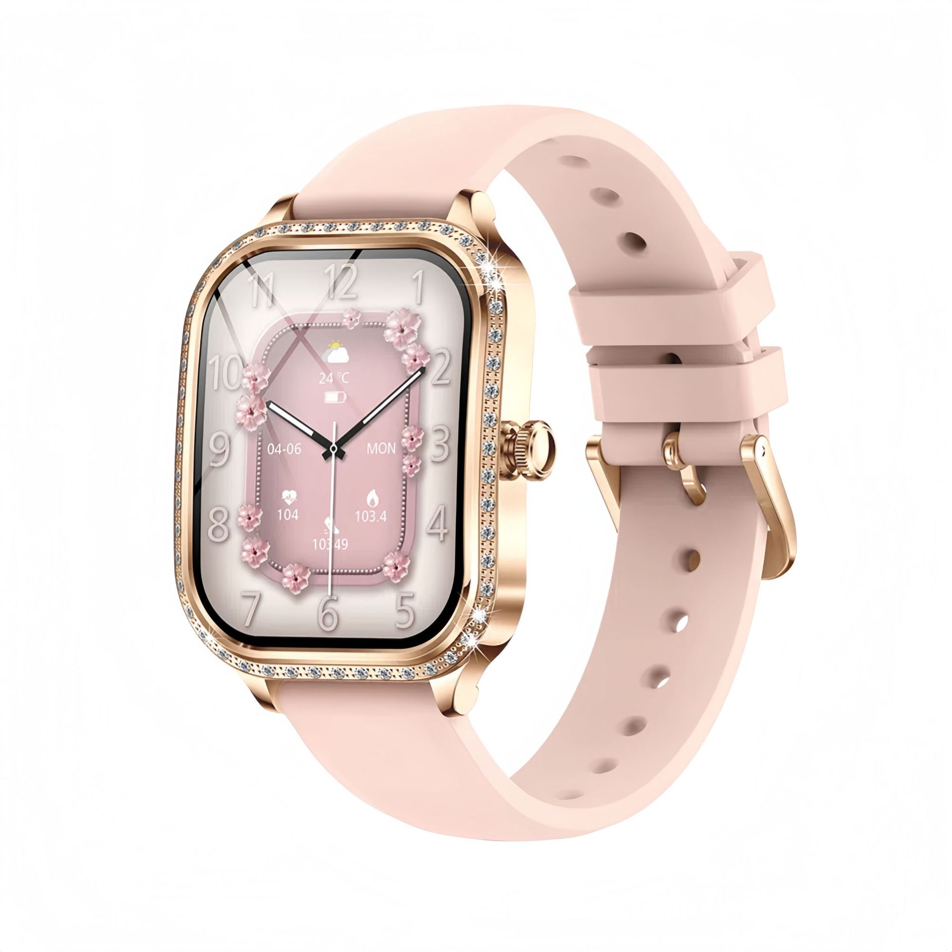 

MK88 smartwatch, 1.75-inch curved screen, diamond studded Bluetooth calling, health monitoring, waterproof women s watch