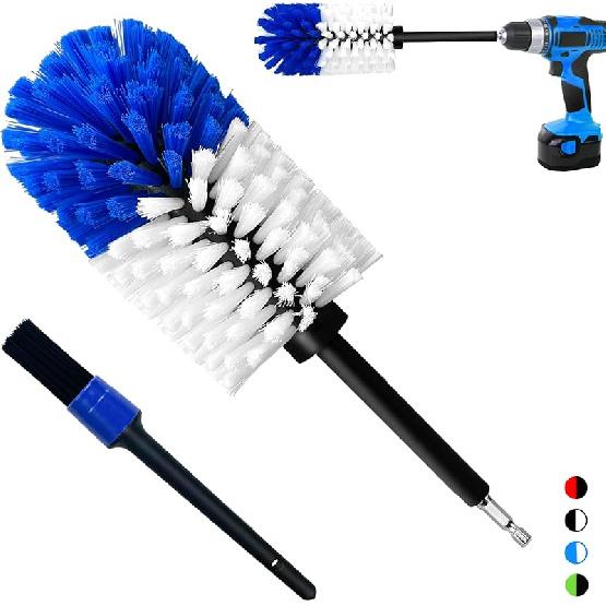 Wheel Brush Kit, Soft Drill Wheel Cleaner Brush, No Scratches Highly Dense Car Cleaning Brush Set For Wheels, Rims, Engines, Exhaust(Red/Black,2Pcs)