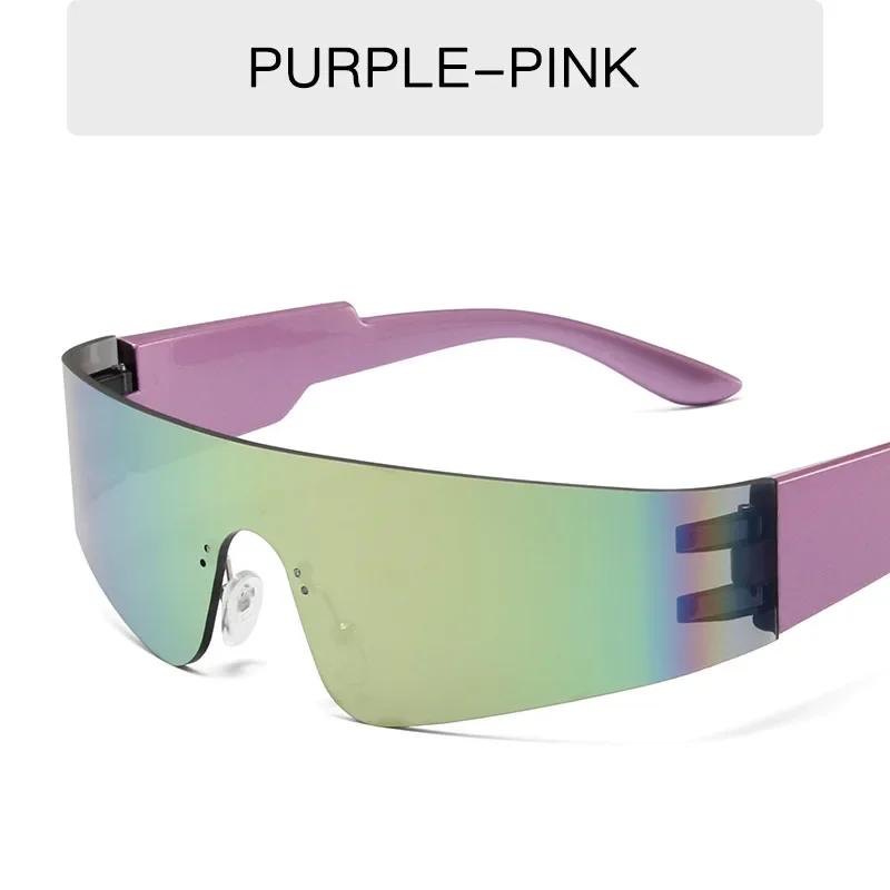 

Dropshipping Y2K One Piece Oversized Fashion Glasses Mirror Coloful Outdoor Driving Traveling UV400 Frameless Sunglasses as picture