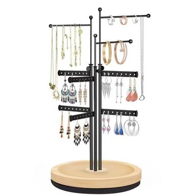 Rotating Jewelry Display Rack Earrings Necklace Showcase Stand Desktop Trinket Organizer Holder Jewellery Bracelet Storage Shelf
