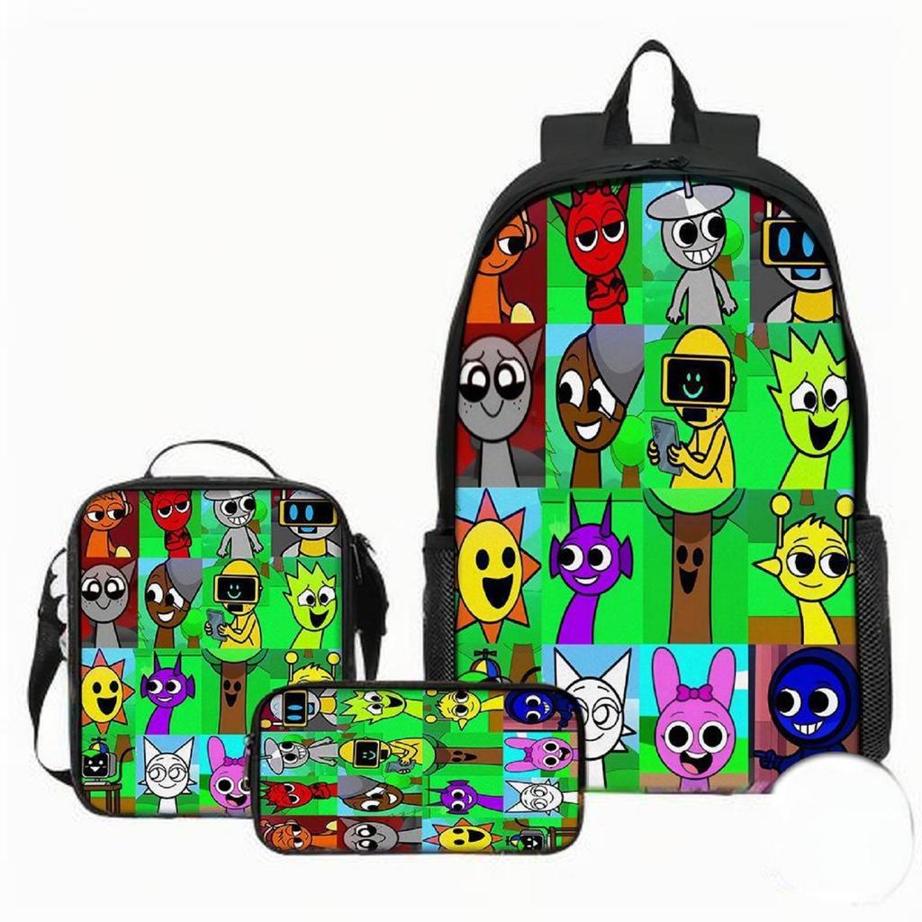 Batoh s velkou kapacitou pro žáky základních a středních škol, kreslená taška přes rameno a pouzdro na tužky pro děti