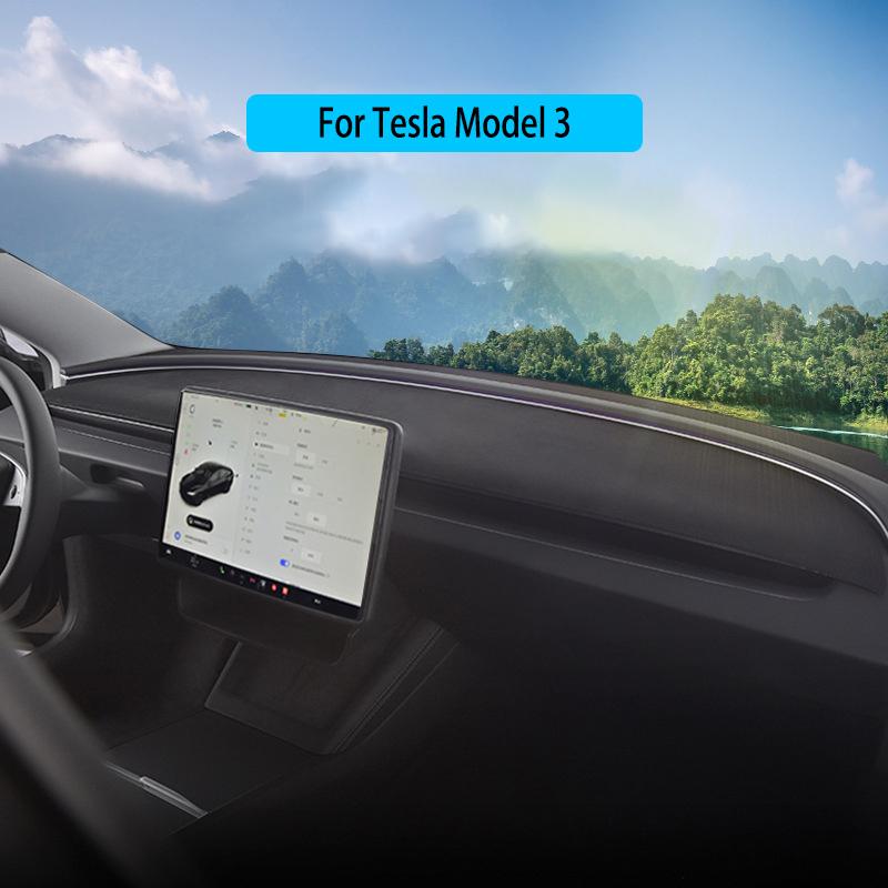 For Tesla Model 3 Car Dashboard Cover Flannel Avoid Light Pad Dash Mat Instrument Rear Window Sunshade Cover Sunshade Pad