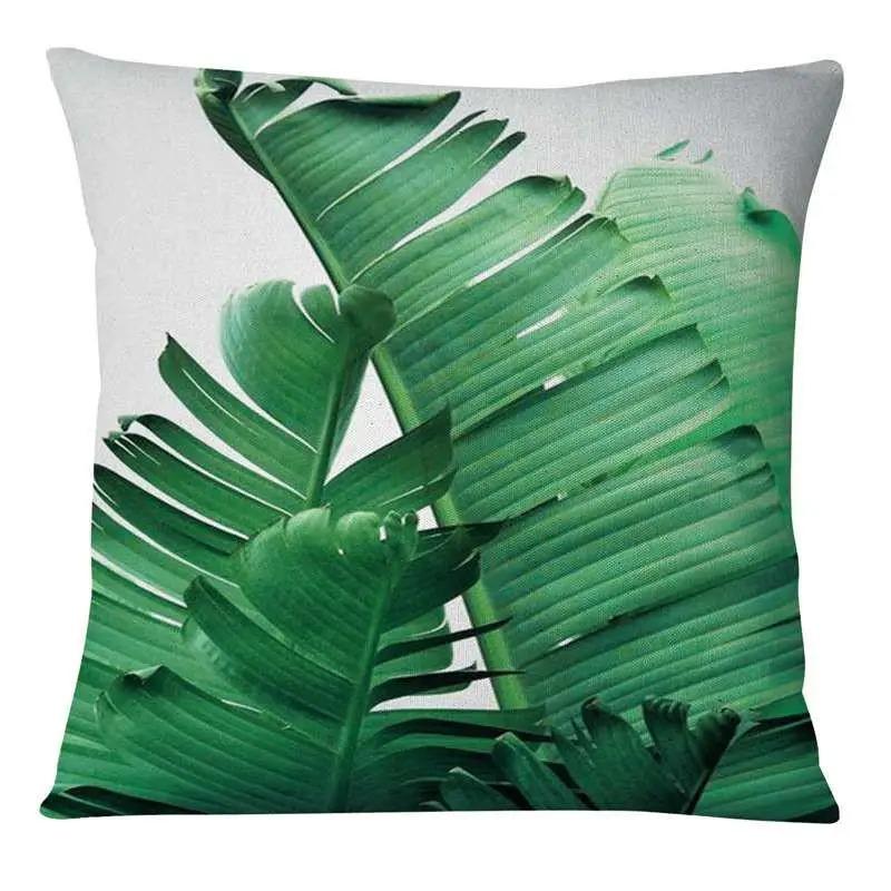 45X45 Cm Tropical Leaves Home Decor Green Pattern Cushion Cover Living Room Sofa Cushion Cover