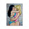 Modern Street Graffiti Wall Art Pictures Sexy Girls Kiss Embrace Print Canvas Painting Pearce Gesture Poster Bar Club Decor