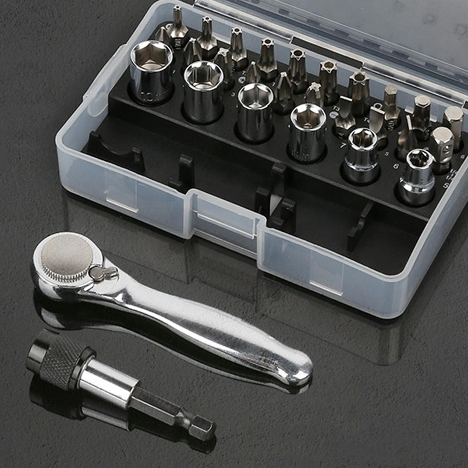 

Professional Ratcheting Set 72 Tooth Gear Ergonomic Nonslip Grip With 28pcs Bits Suitable For Automotive And Home Repair 1