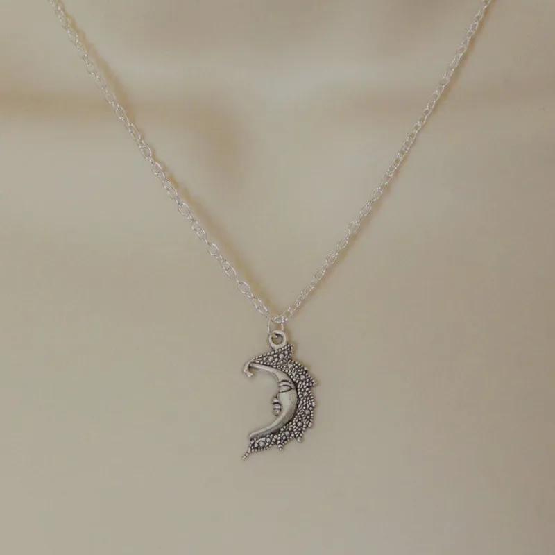 One Piece Silver Sun and Moon Necklace Chain a Pair of Celestial Best Friend Gift for Friends Long Necklace Pendant for Men and Women