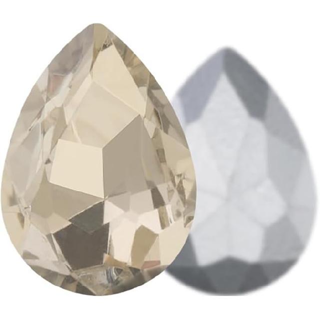 Gold Champagne Teardrop Crystal Rhinestones, 50 Pcs Pointed Back Rhinestone Bulk, 18x25mm Large Glass Crystal Rhinestones Gems for Craft Decor