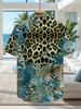 Hawaiian Style Fashion Tropical Leaf and Leopard Print 3D Printed Men's Short Sleeve Shirt, Suitable for Hawaiian Vacation Outings