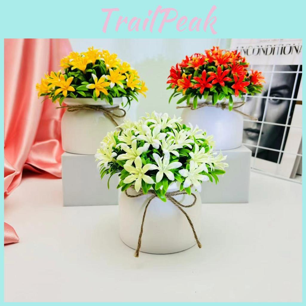 Artificial Orchid Plant With Plastic Pot For Home Decor And Living Room Decor