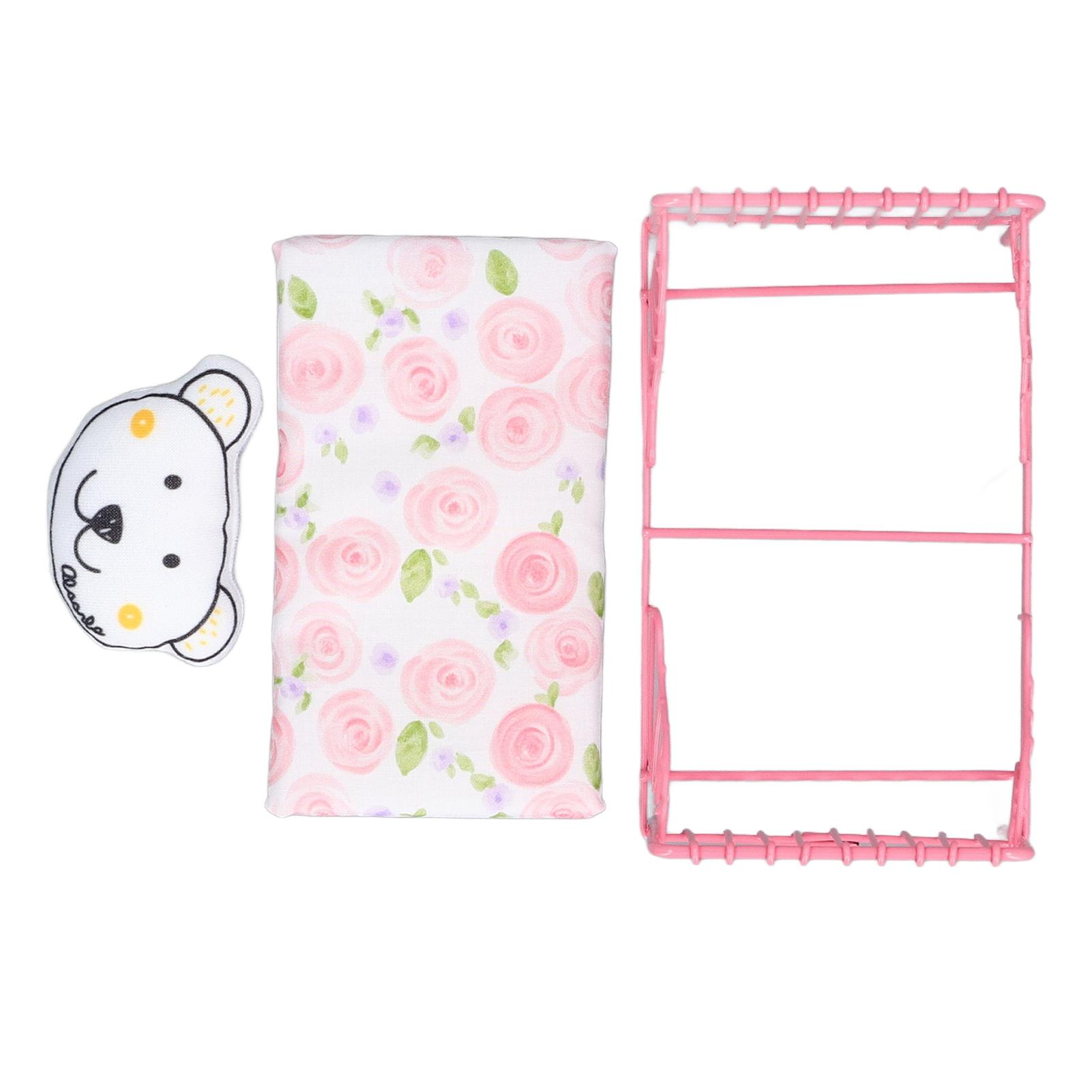 

Кукольный домик Металлическая Кровать 1: 12 Миниатюрная мебель для кукольного домика Медведь Украшение для спальни Розовый Розовый Птица