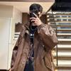 Casual sports autumn couple locomotive suit loose top jacket vintage personalized men's and women's leather jacket