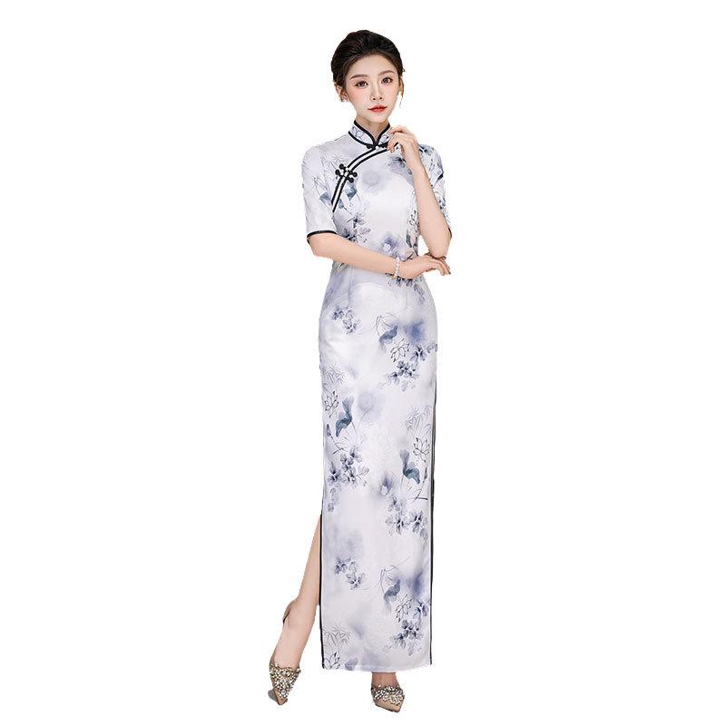 New Cheongsam Dress Improved Version Chinese Retro Cheongsam Dress National Style Chinese Long Cheongsam Daily Wear