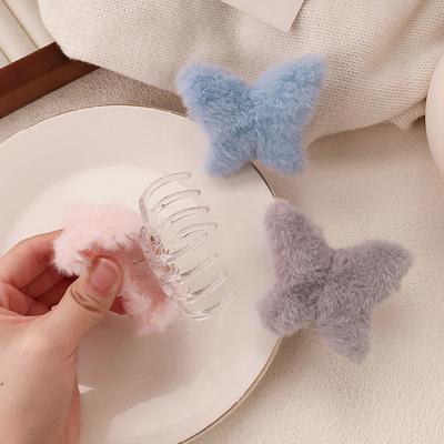 Niedlicher Herbst-Winter-Plüsch-Schmetterlings-Hai-Clip, vielseitige große Haarspange für Frauen und Mädchen, süße Haar-Accessoires, Geschenke