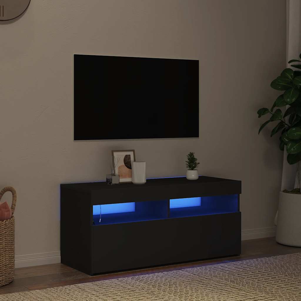 Moderne, Minimalistische TV-Schränke Mit LED-Lichtern, Wohnzimmer- Und Schlafzimmer-TV-Schränke, Stauraum-Sideboards, 90x35x40 Cm