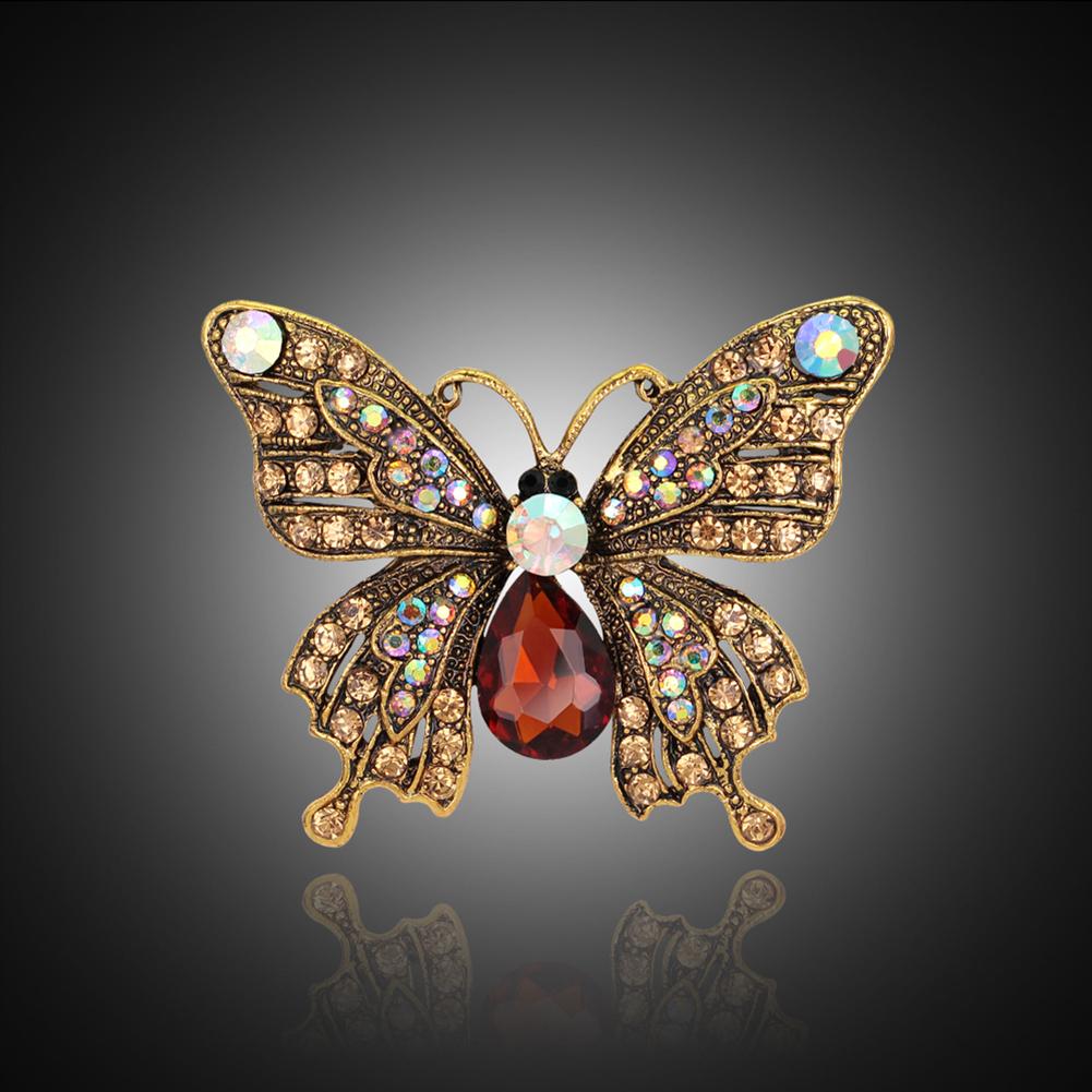 Women Retro Butterfly Alloy Brooch All-match Breastpin Wedding Party Jewelry