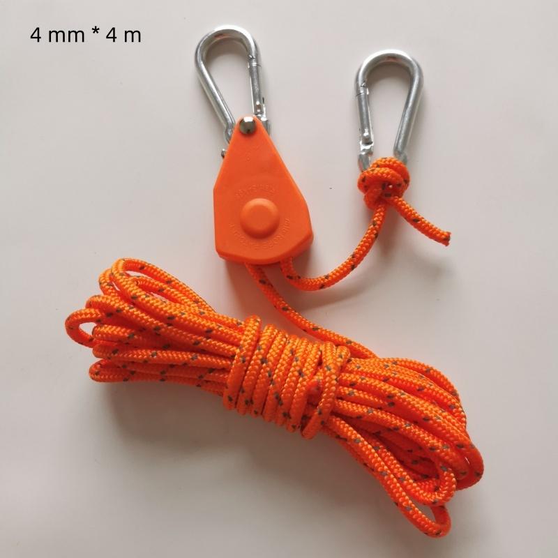 Outdoor windproof rope camping fixed tent canopy reflective wind rope with metal pulley adjustable buckle thickening tensioner