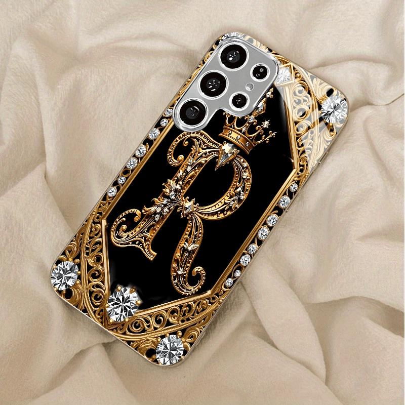 Gold-plated Tempered Glass Phone Case, Compatible Galaxy S26 S25 S24 S23 S22 Ultra Plus. Made Tempered Glass Gold Textured