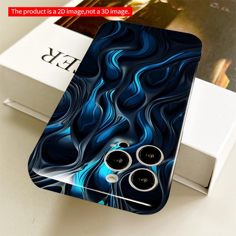 2DFlat Blue Flow Abstract Design Phone Case All inclusive film hard iPhone case, compatible with iPhone 18 Pro Max 17 16 15 14 13 12 11