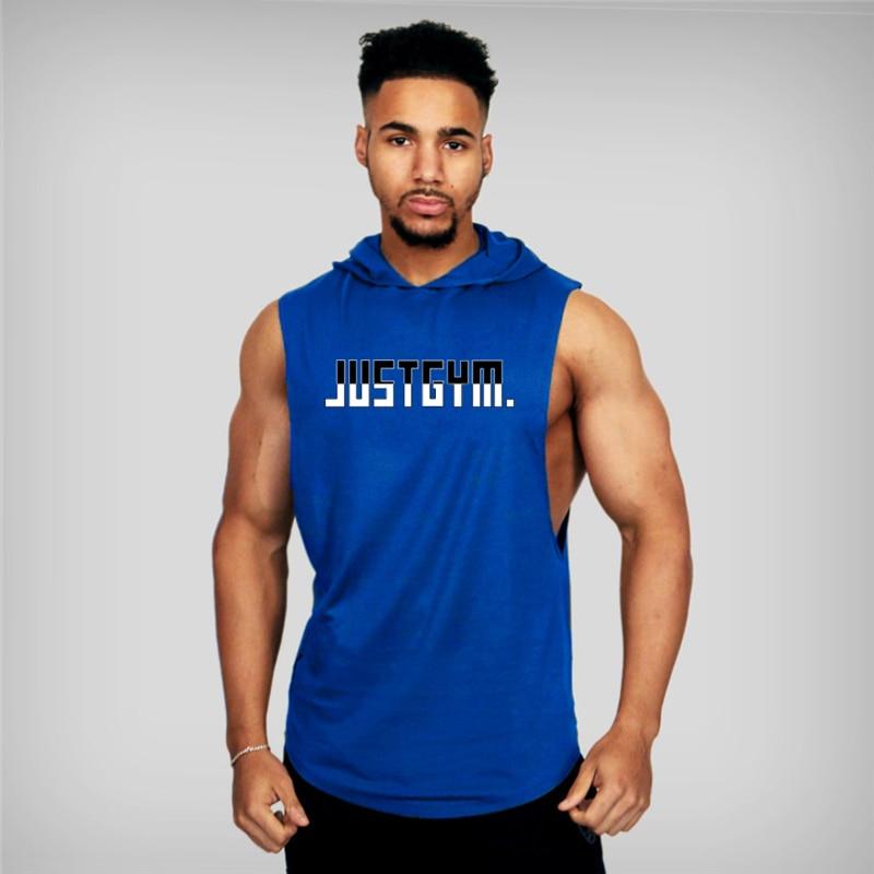 

Летняя майка для фитнеса для мужчин, свободная, с капюшоном, без рукавов, повседневная, модная, с принтом букв, холст XXL