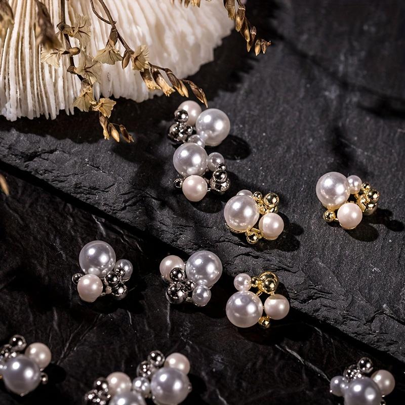 

10 шт., ретро-подвески для ногтей с жемчугом, аксессуары для дизайна ногтей из сплава, принадлежности для дизайна ногтей для женщин и девочек, украшения для ногтей