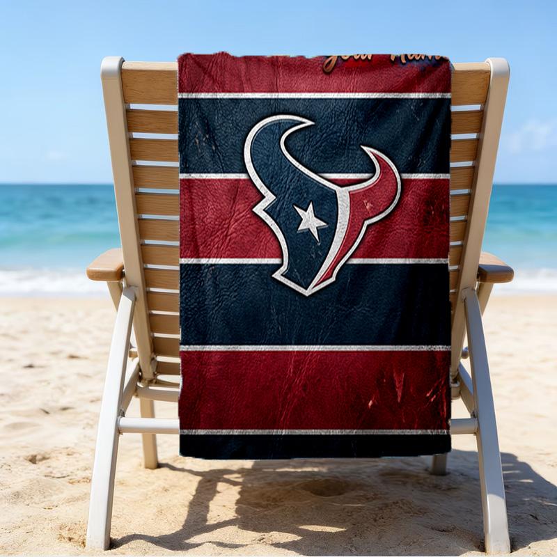 Custom Name Beach Towel Texans basketball Beach Towel, Soft Microfiber, Gift for Her/Him, Birthday, for Pool, Beach, Travel, Fan gifts
