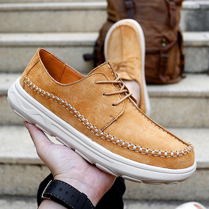 Fashion Outdoor Men's Shoes Super Lightweight Suede Leather Casual Shoes Men Comfortable Loafers Sneakers White Flats Oxfords Boat Shoes