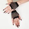 Fishnet Design Fingerless Gloves Sexy Style Lace Gloves New Rhinestone Gloves  Party Performance