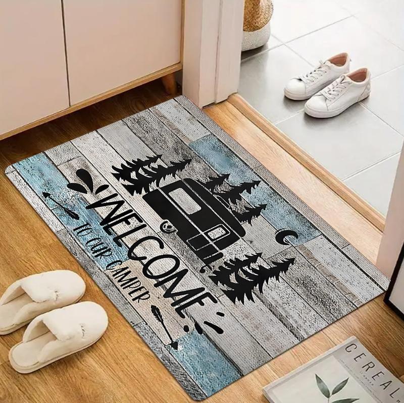 Life Is Better At The Campsite Doormat Retro RV Camping Print NonSlip Washable Floor Mat for Front Door Camper Decor