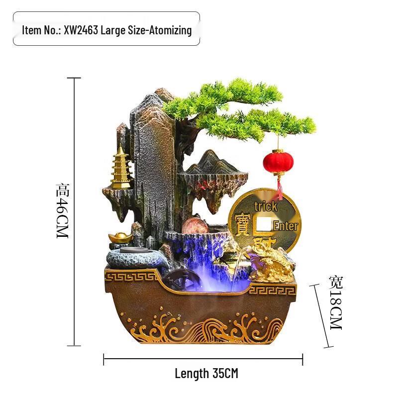 HANDUNYOU Desktop Feng Shui Water Fountain with Misting