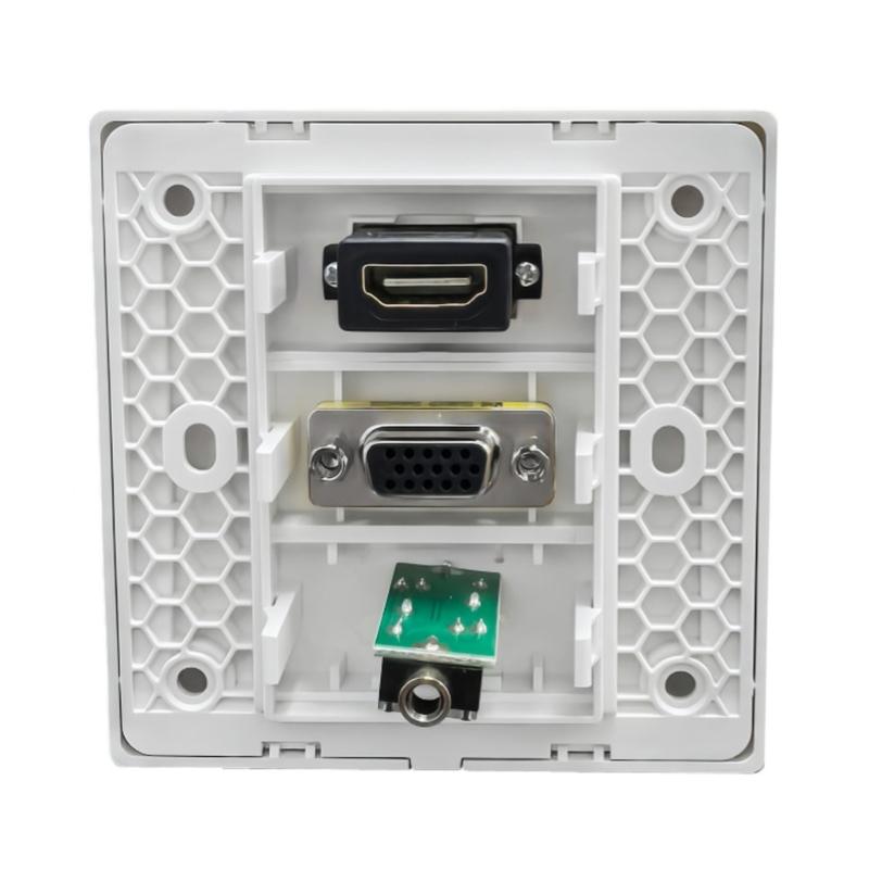 86mm Multimedia HDTV VGA 3.5mm Wall Plate Wall Outlet Video Socket for Easy Solderless Installation In Homes Theater