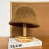 Women's Winter Wool Felt Fisherman Hat – Warm, Ear-Protecting Bucket Style for Large Heads, Slim Face Design