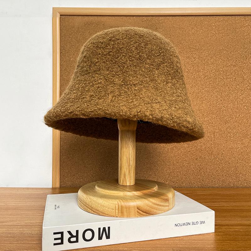 Women's Winter Wool Felt Fisherman Hat – Warm, Ear-Protecting Bucket Style for Large Heads, Slim Face Design