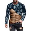 Men Christmas Muscle Men Fun T-Shirt Fashion 3d Printed Round Neck Long Sleeve Street Personality Breathable Plus Size Pullover