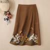 ZANZEA Women Floral Print Casual Elastic Waist Loose Skirts