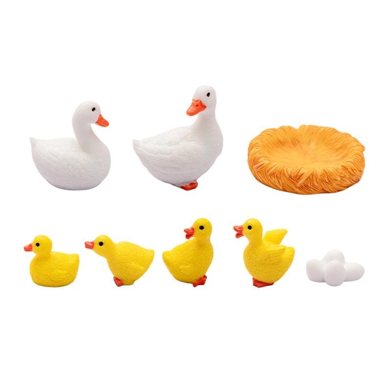 5Pcs Mini Duck Duckling Model Moss Micro-Landscape Creative Adorable Figurine Decorative Miniature Office Desk Ornament