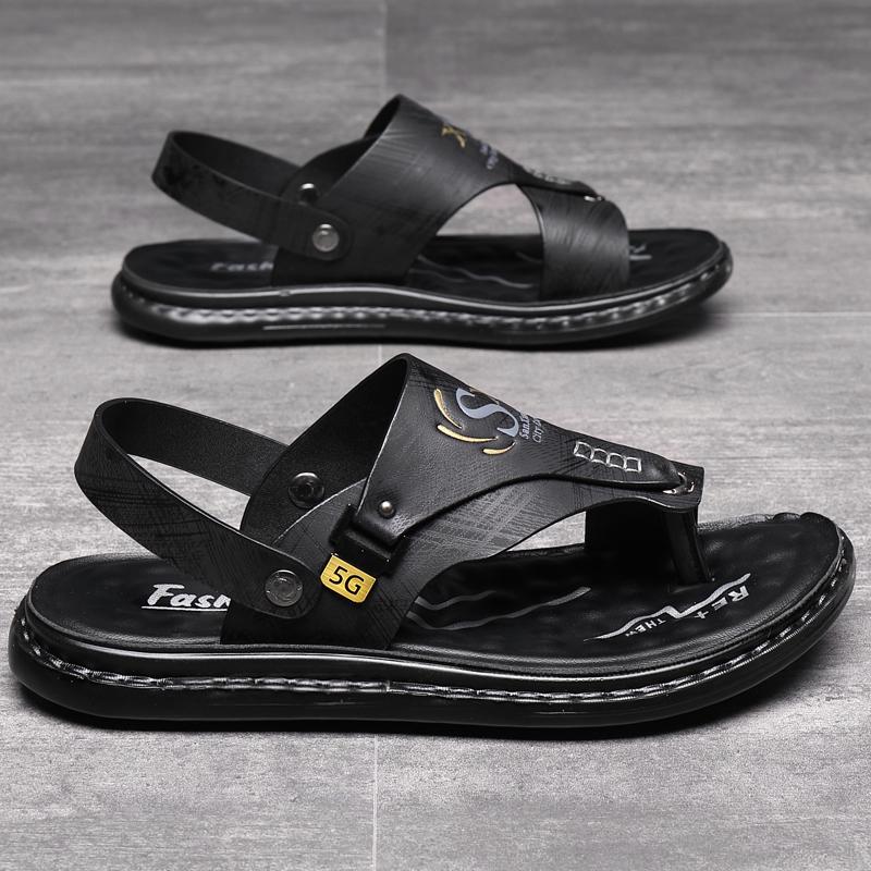Fashion New Arrival Slippers Summer Mens Leather Flats Classic Roman Sandals Outdoor Beach Rubber Flip Flops Man Water Trekking Sandals