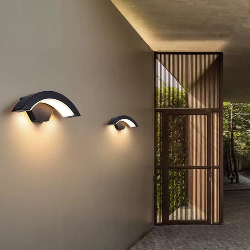 Waterproof Modern LED Outdoor Wall Lamp, Induction Courtyard & Balcony Light, Fan-Shaped Design